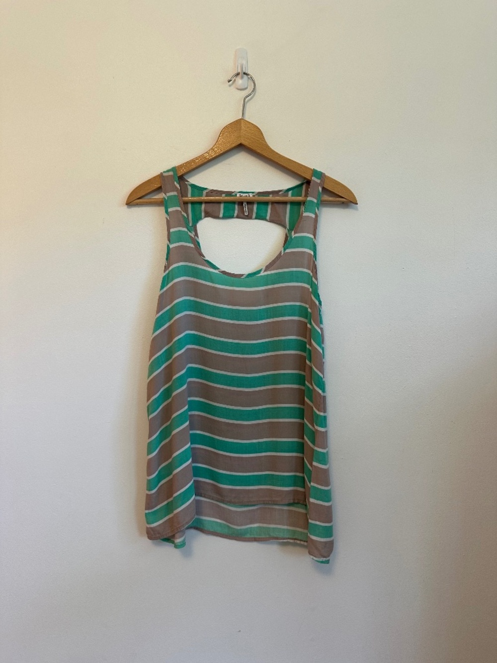 Splendid Gray and Green Striped Sleeveless Blouse | Size Medium